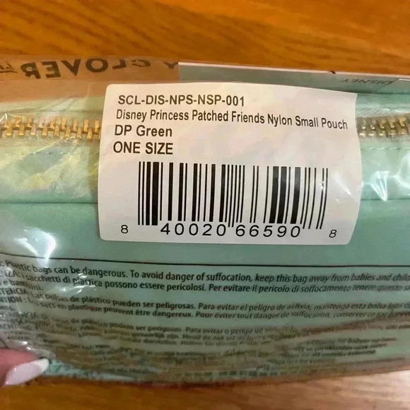 NWT Disney x Stoney Clover Lane Princess Patch Friends Nylon Small Pouch Green - Picture 4 of 4